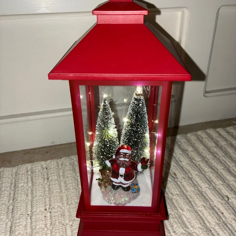 Red Christmas‎ Lantern with Santa and Trees Light up.